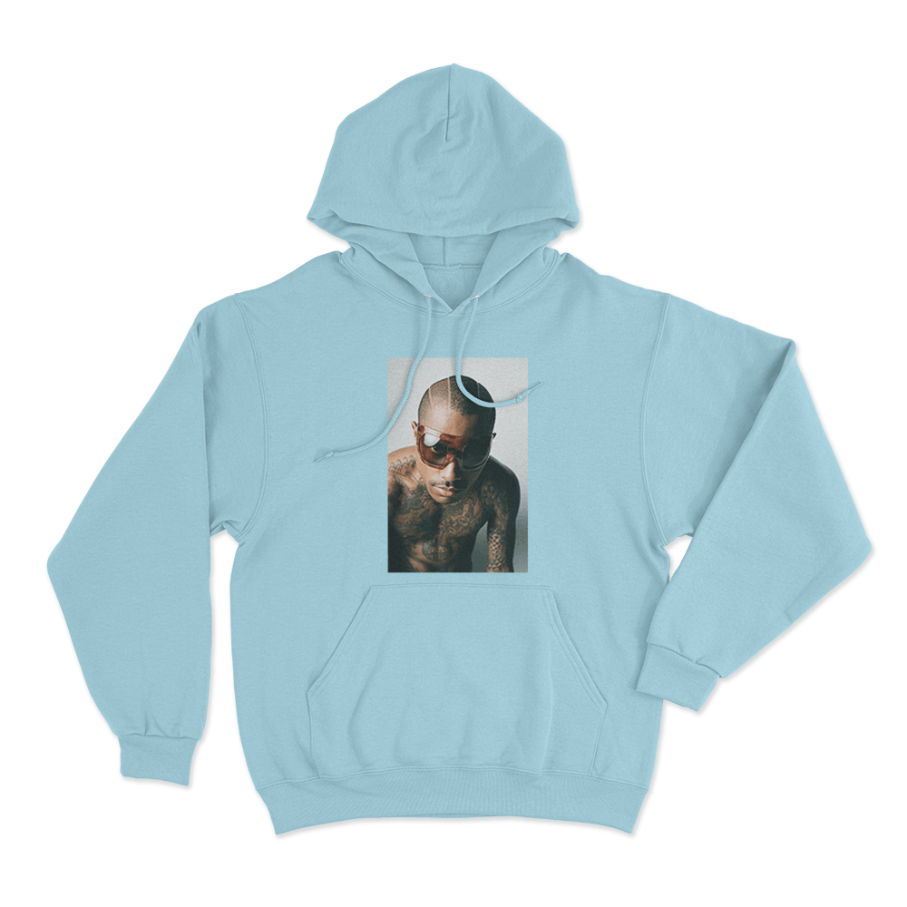 Steve Lacy Portrait Unisex Hoodie Sky Blue Steve Lacy Portrait Unisex Hoodie Sky Blue